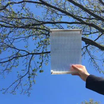 Clear polycarbonate roofing is transparent, ideal for maximum light. However, it is less heat resistant and may fog from the inside.