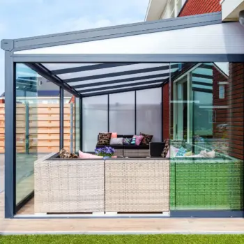 Experience modern outdoor living with the premium aluminium Nebbiolo veranda
