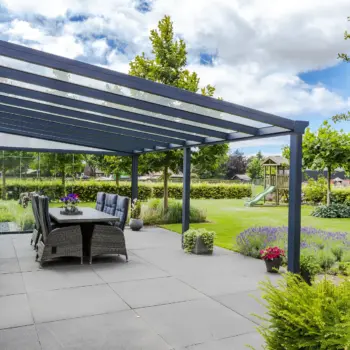 Weather-resistant Pigato veranda for year-round use by Designer Verandas