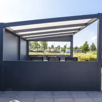 Designer Verandas Ribolla model with integrated guttering for efficient water management