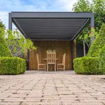 Pinela design by Designer Verandas with integrated guttering for easy water drainage