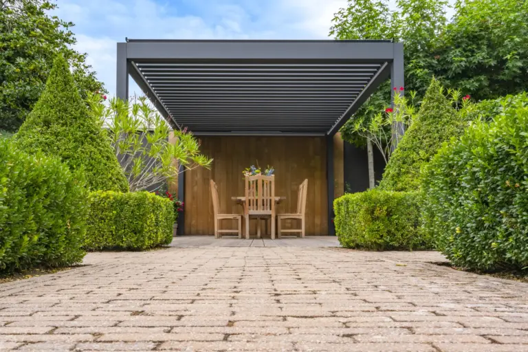 Pinela design by Designer Verandas with integrated guttering for easy water drainage