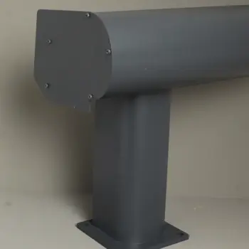 Round veranda post with a sturdy base plate for enhanced stability.